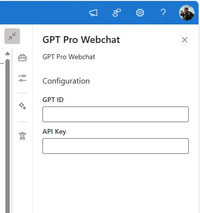 SharePoint web part configuration used to embed an AI Desk Pro agent in a page